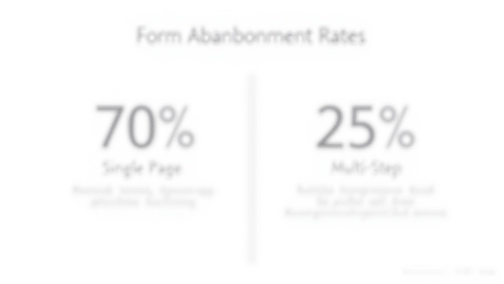 Grafico che mostra il tasso di abbandono dei form: 70% su un singolo step vs 25% distribuito su tre step, con animazione di utenti che completano il percorso